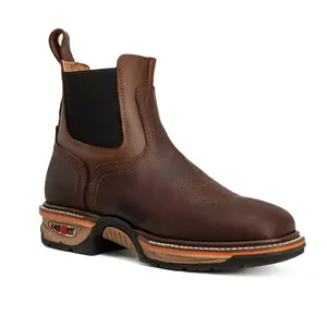 Buffalo Razor 6" 3060 Chelsea Lightweight Work Boot, Slip-On, Soft Toe, Square Toe Boots, Full Grain Leather, Oil & Water Resistant, Brown