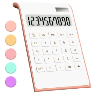 Rose Gold Calculator, Rose Gold Pink Office Supplies and Accessories, 10 Digits Solar Battery Basic Office Calculator, Desktop Calculator with Large LCD Display, Gifts for Coworkers