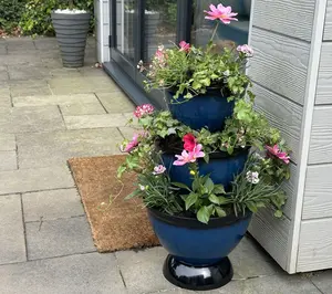 Jennings Faux Ceramic Speckled 3-Stack Planter