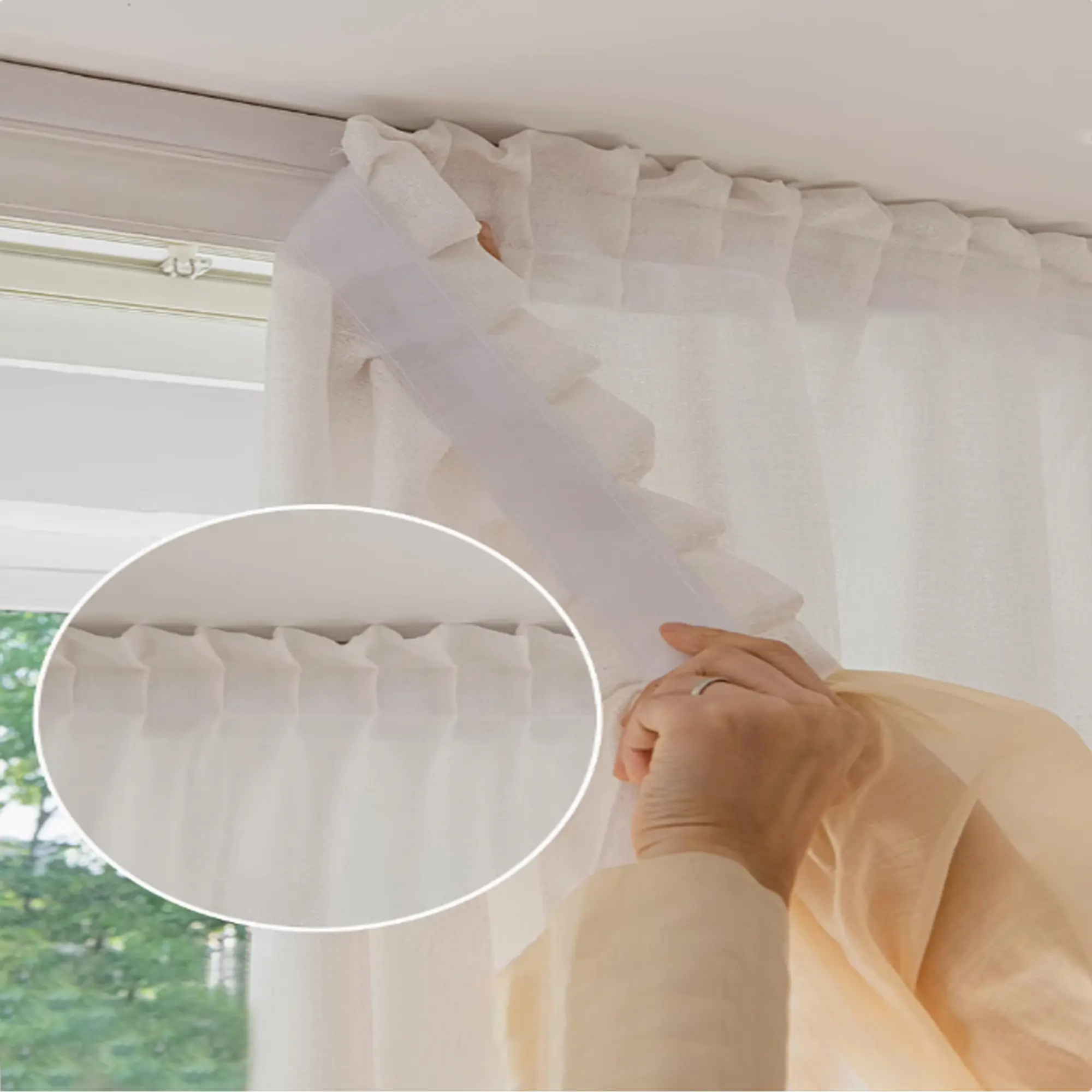 Modern Minimalist Self-Adhesive Velcro Curtains, Easy No-Drill Installation, Adaptable Placement, Breathable Mosquito-Proof, Light Filtering for Living Room & Bedroom Decoration, Home Decoration Curtain, Home Decorative Curtain