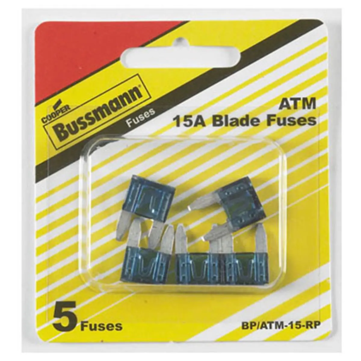 212 MAIN Cooper Bussmann BP-ATM-15-RP 32V Fast Acting Mini Blade Auto Fuse - 15A Rating, Blue Color-Coded, Transparent Housing, Large Appliance Protection Part, 0.02 Lbs, 3x2.75x0.38 In, Mini Blade Fuse