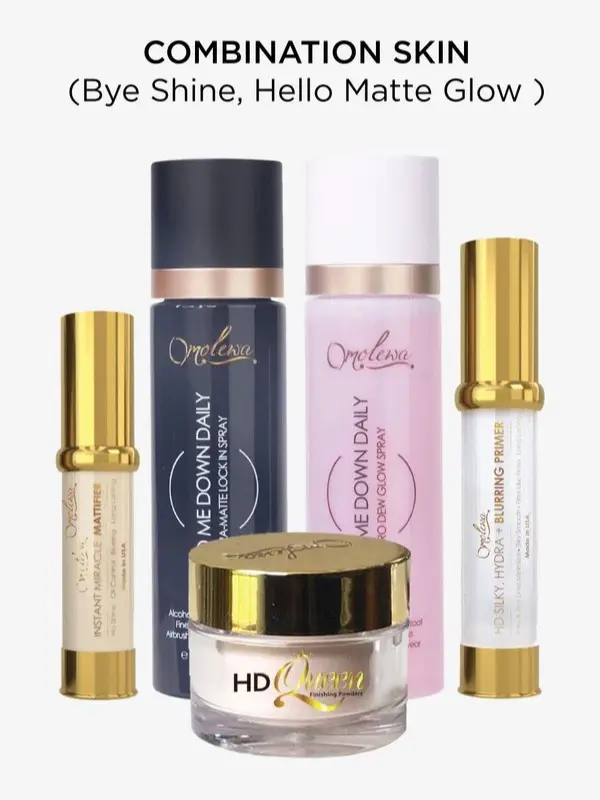 Oily Combination Skin Set – Smudge Proof Makeup System | 5-Piece Long-Lasting Matte & Hydration Kit