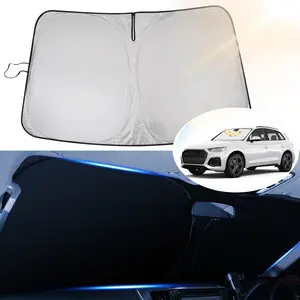 Canvcle Custom Fit Windshield Sun Shade for Audi Q5 2018-2026 Reflective Fabric UV Rays 240T 5 Layers Protector Foldable Car Sun Visor Full Coverage No Gaps