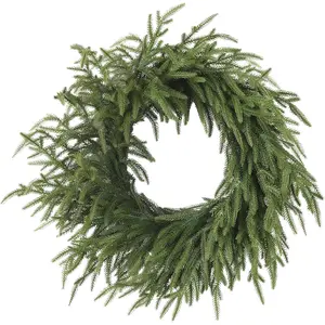 23.6 Inch Realistic Christmas Wreath, Soft Bendable Front Door Decor, Winter Outdoor Wall Window Decoration, Indoor Thanksgiving Xmas Ornament