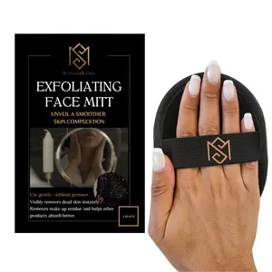 MS Premium Exfoliating Facial Mitt Dry Skin Remover for Face Deep Exfoliating Scrubber Instantly Removes Dry Skin Gently Improves Complexion Shower Mitt for Gentle Face Exfoliation 1pc Black Bath Personal Tool