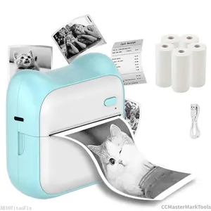 Portable Mini Photo Printer, 1 Set Wireless Photo Printer with Print Paper, Rechargeable Photo Printer for Office Stationery & SuppliesCCMasterMarkToolsAB10TitanFix