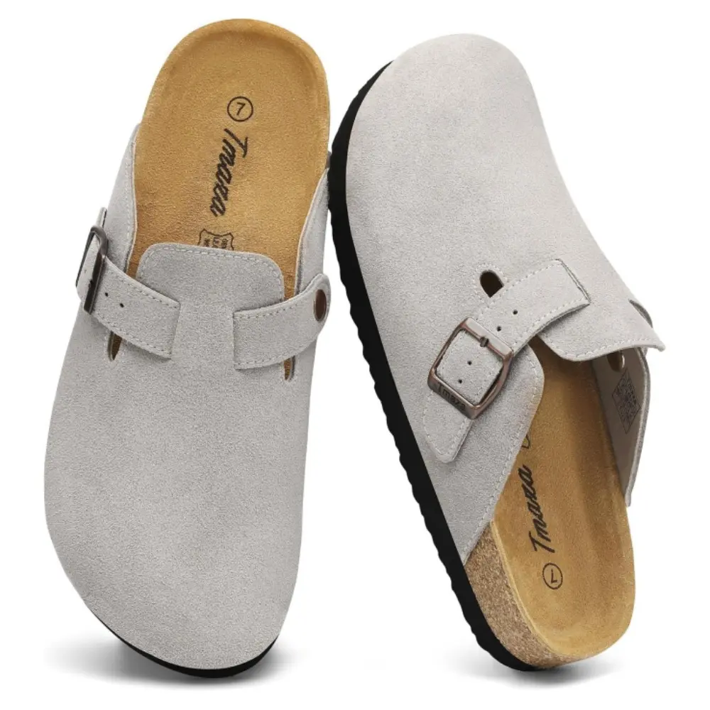 Women's Cork Footbed Suede Clogs  Memory Foam Orthopedic Shoes with Arch Support