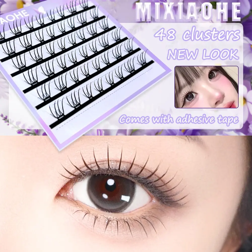 Pre-Glued Stand-Up K-pop Eyelashes! 🔥 | 48 Clusters Sweet & Spicy Volume | Effortless DIY False Eyelashes, C-Curl, Natural Lift & Realistic (10-13mm) | Perfect for Beginners! Fluffy Eyelashes Cluster #PreGluedLashes #KPoplash #DIYLashes