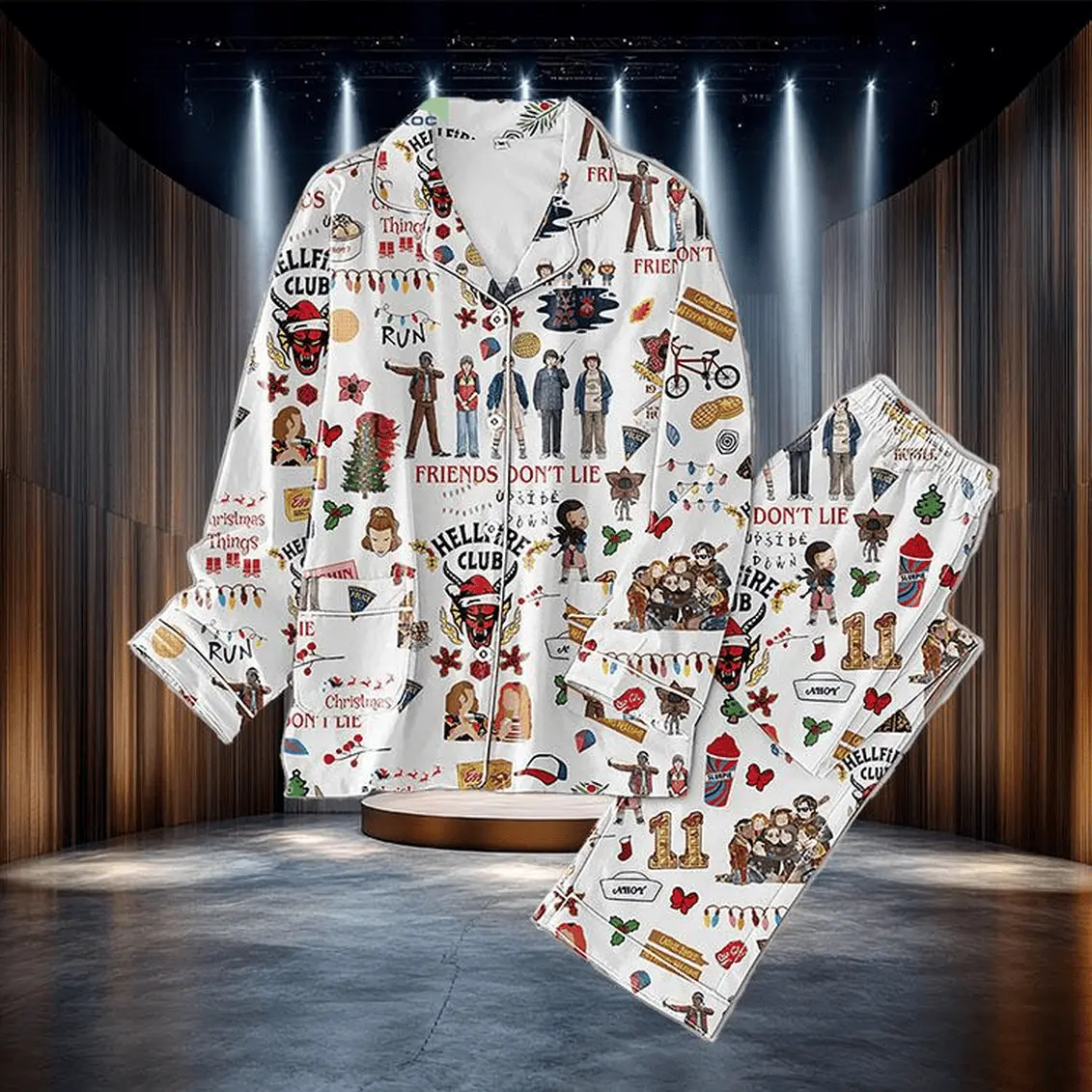 Sttranger Things Inspired Hellfire Club Cotton Pajama Set – “friends Don’t Lie” Cozy Sleepwear For Fans Of The Iconic Series, Gift For Pajama Set For Lovely Sunday Breakfasts