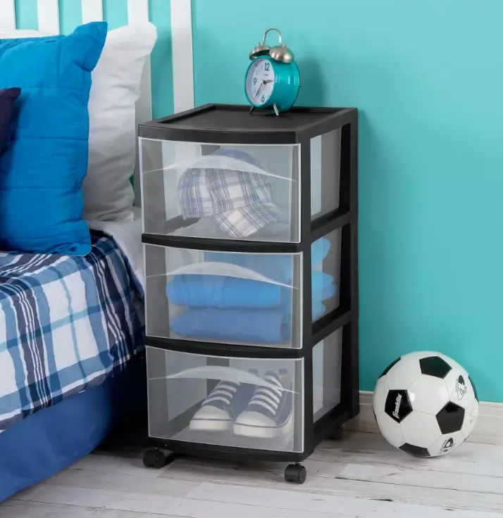 3 Drawer Storage Cart with Wheels, Plastic Rolling Storage Organizer for Bedroom, Bathroom, Office & Closet, Portable Utility Drawer Cart, No Assembly Required