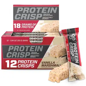 Bsn Protein Crisp Protein Bar - Pack of 12, 18g Protein, 2g Sugar, Gluten-Free, Low-Sugar, 180 Calories, Vanilla Marshmallow Flavor