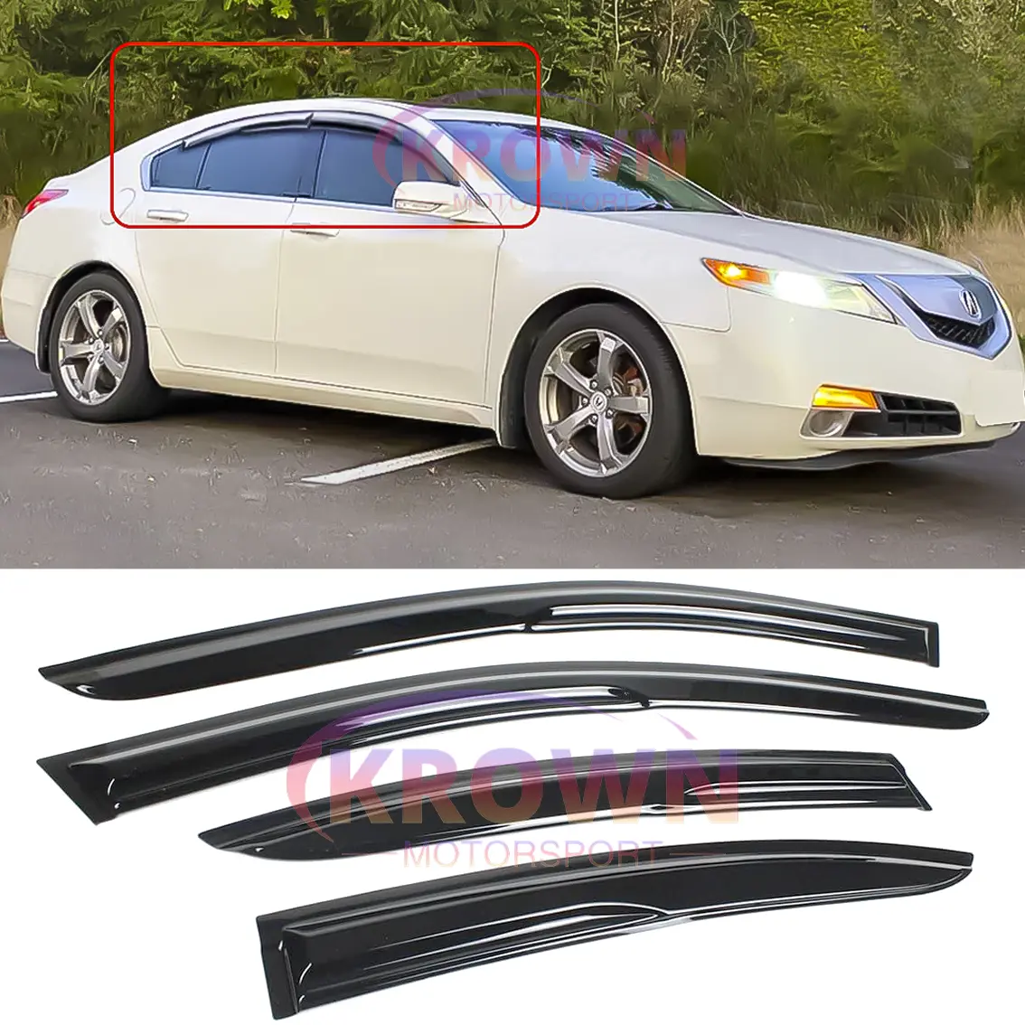 FITS 2009-2014 ACURA TL 3D WAVY JDM MUGEN STYLE WINDOW VISOR RAIN GUARD DEFLECTOR