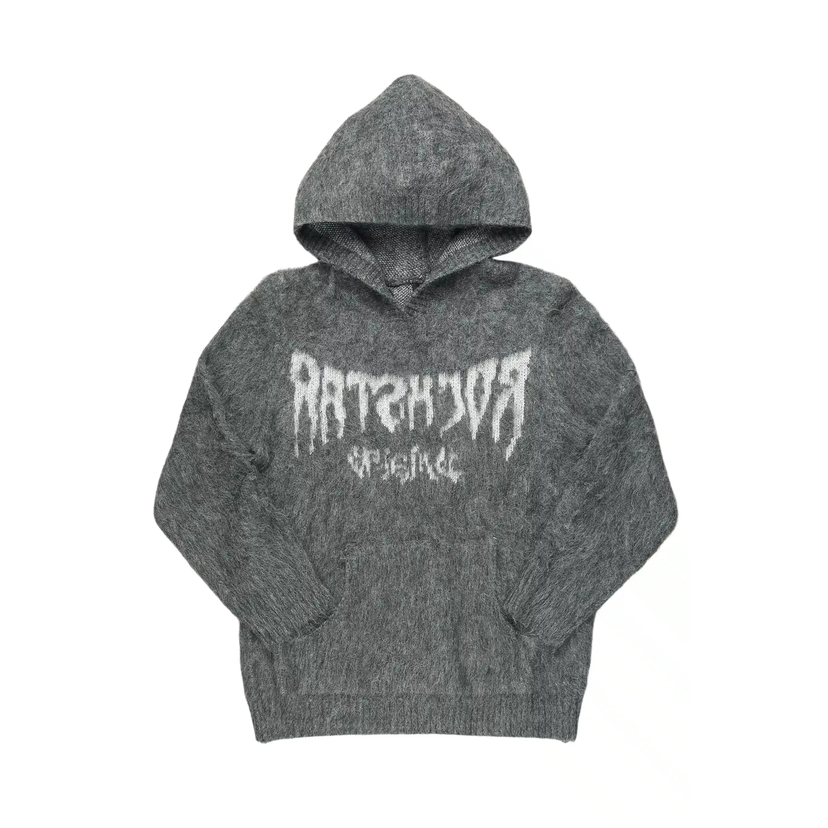 Andreas White/Grey Reflected Graphic Knitted Hoodie