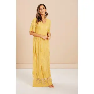 Aspen Sunset Gold Lace Dress - DM Exclusive - Maternity Friendly - FINAL SALE