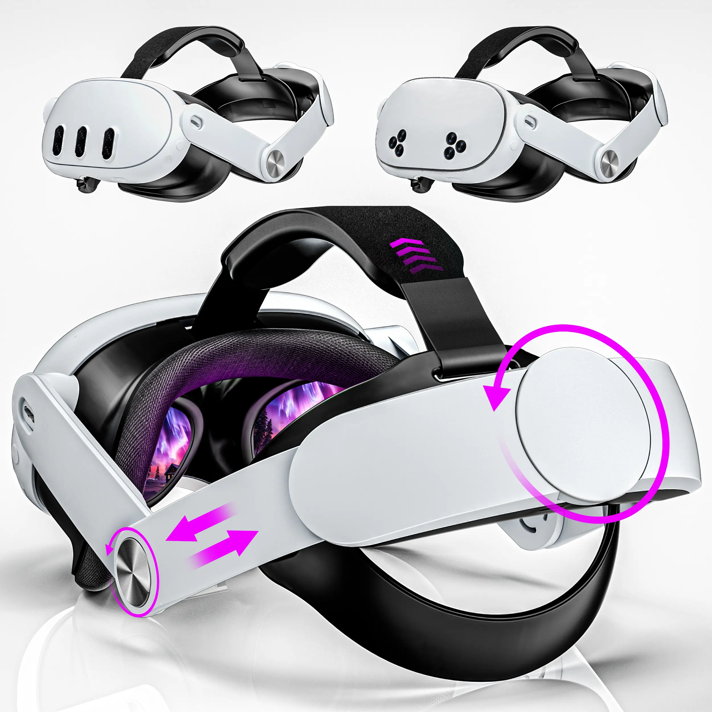 Elite Head Strap for Meta Quest 3/3S, Adjustable VR Head Strap with Soft PU Cushion, Ergonomic Weight Distribution, 360° Flip Design & Rear Support Pad, Comfort Accessories#SummerWins #DealsForYouDays