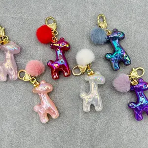 Customized Cute Deer Keychain, Giraffe Chain for Keys, Car Key Accessory, Phone Charm, Gift for her Cute Accessory for bag
