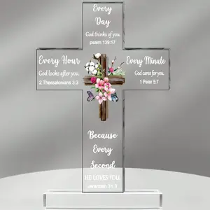 Acrylic Christian Cross with Bible Verses and Prayers, Home Office Church Inspirational Religious Gift, Religious Decoration, Stylish Religious Decor, Psalm 23 Matthew 5:44 Romans 12:1 Corinthians 13
