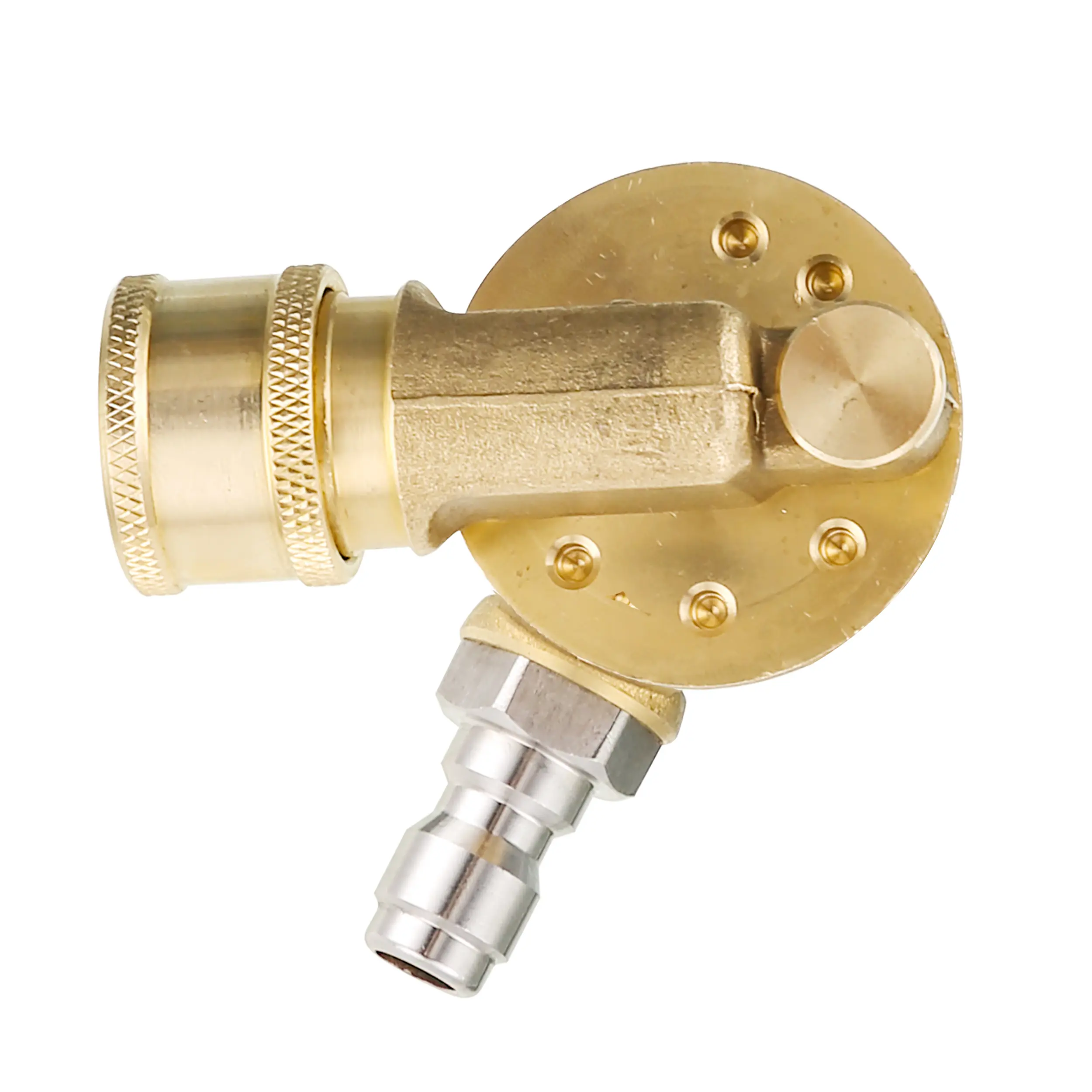 M MINGLE Brass Pressure Washer Accessory - Gutter Cleaner, Undercarriage Cleaner for Bottom of Motor Vehicles, 240° Rotating Head, Pivoting Coupler, 1/4 in Quick Connect, 4500 PSI Capacity, Water Broom