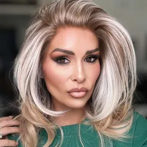 IMstyle Amaris Apricot Blonde with Beige Highlight Layer Cut 13*4 Free Parting Lace Front Wigs for Daily Wear