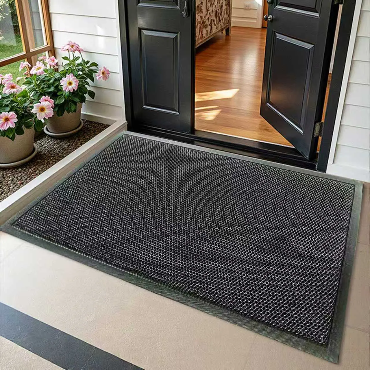 Mesh quick-dry doormat — high-strength dirt capture, non-slip, understated design, machine washable; suitable for outdoor and indoor entrances, patios.
