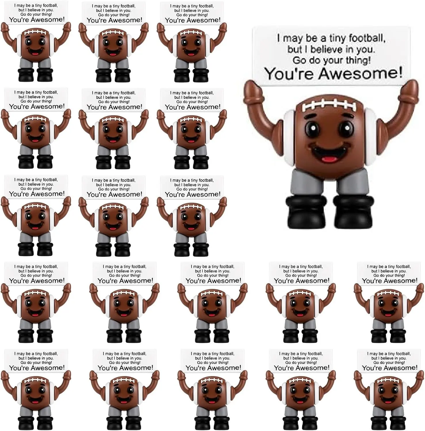 Super Bowl Football Gift 25pcs Mini Football Figures With Motivitational Quotes Tiny Football Figures Desk Decoration Positive Gift For Super Bowl Party Supplies Ball Games Party Prizes For Students Cowkers Employee Friends Family Athletes
