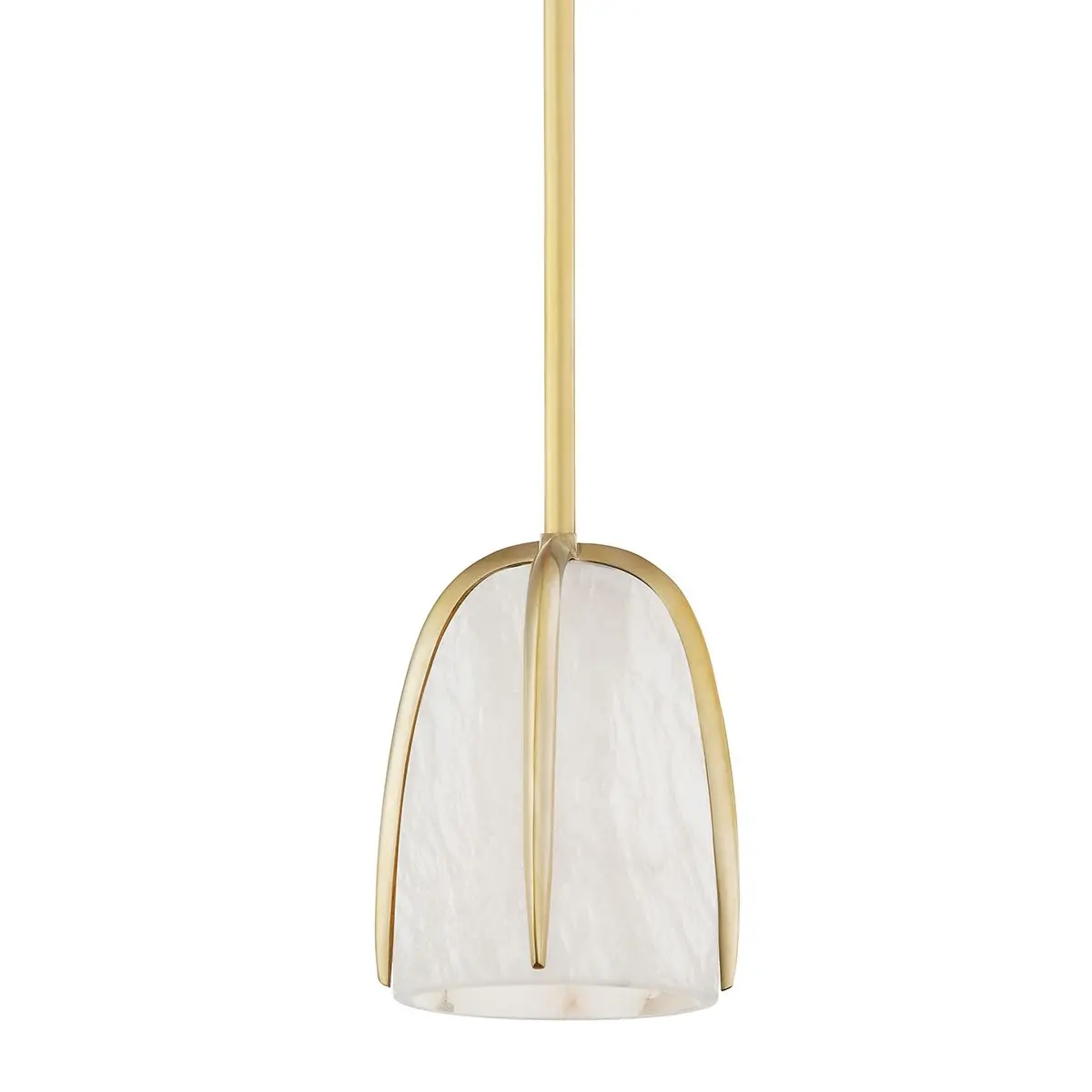 Wheatley Pendant Light with Aged Brass Finish and Spanish White Alabaster Shade
