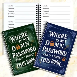 Funny Spiral Bound Password Book Minimalist Account Password Record Notebook for Office Workers with Stickers