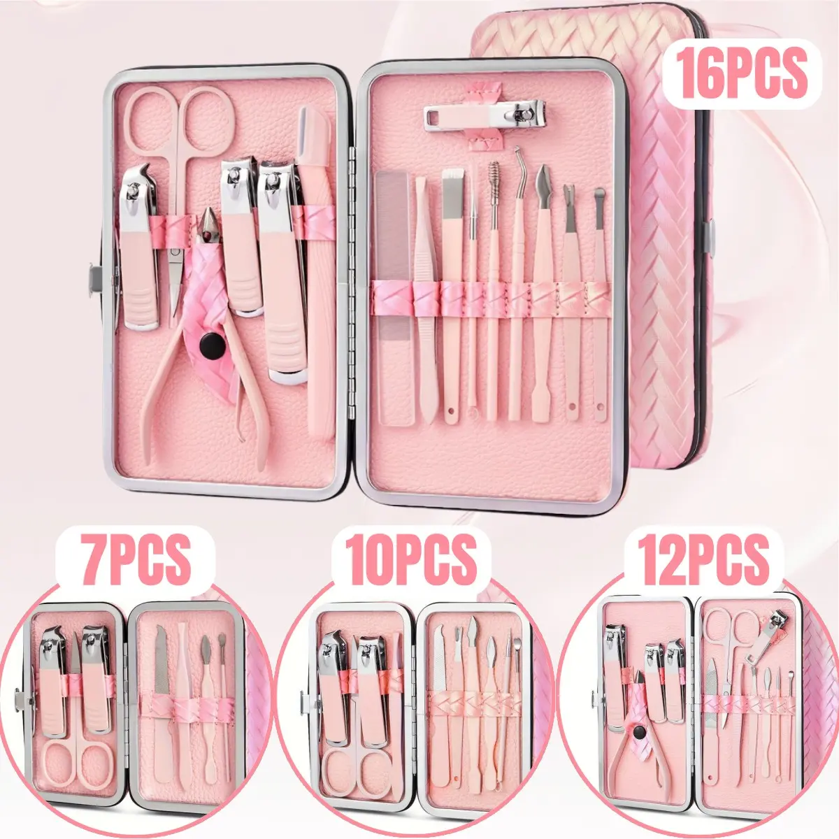 Manicure Set With Storage Case Pouch, 1 Set Portable Multi-functional Stainless Steel Nail Clipper Kit Pedicure Care Tool, Nail Kit For Women & Men, Christmas Gift, Nail Salon Set, Nail Care Product