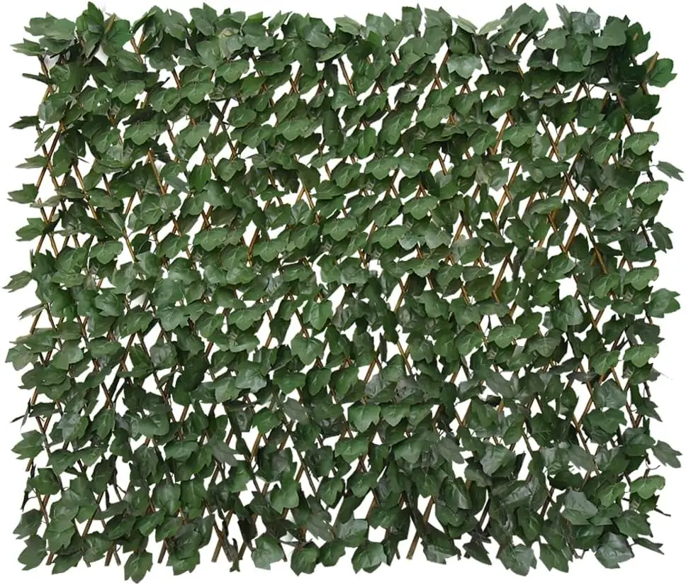 Expandable Fence  Screen for Balcony Patio Outdoor,Decorative Faux Ivy Fencing Panel,Artificial Hedges (Single Sided Leaves)