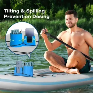 SleekHush 4-Pcs Water Sports Drink & Smartphone Holder, Secure Lanyard Mount Accessories, Tilting Design, Spill-Proof for Surfboards, Kayaks