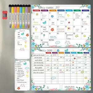 Magnetic Dry Erase Calendar Whiteboard Set, Including 1 Monthly Planner, 1 Weekly Planner, Monthly Budget Planner, 8 Markers and 1 Eraser, Teacher Planner, School Tools Supplies Chalkboard, Wall Planner, Fall Decor, Christmas Gift