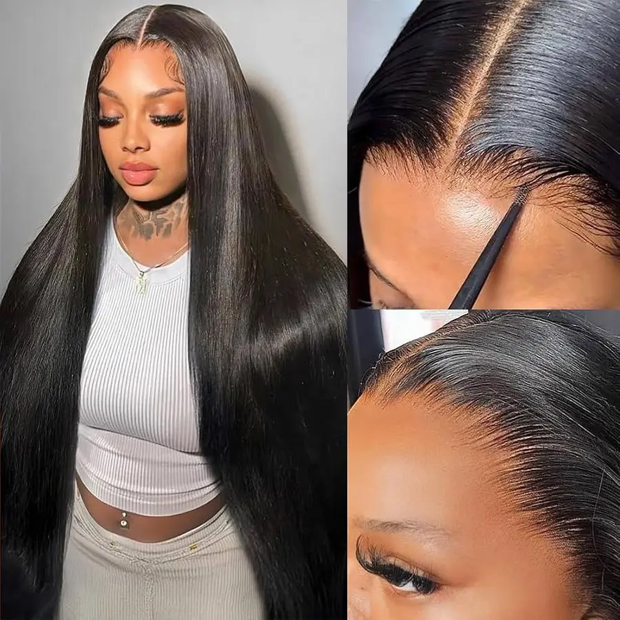 MYLOCKME Hair Wear Go Straight Glueless Wigs Human Hair 9x6 HD Lace Front Wigs 180% Pre Plucked Tiny Knots Glueless Human Wigs Beginners Friendly Adjustable Elastic BandVacation Hair 13x6 Glueless Straight Lace Frontal Wigs With Drawstring