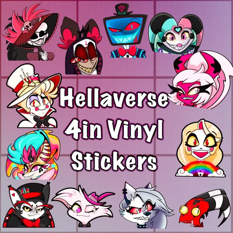 Helluva Boss Hazbin Hotel Car Peeker Sticker Decal - Alastor Loona Verosika Fizzarolli Blitz Moxxie Millie Stolas Angel Dust Queen Bee Beelzebub - Vehicle Accessory, Matte Finish decal sticker stickers window vehicle decor