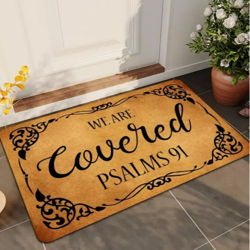 Letter Pattern Non-slip Door Mat, 1 Count Rectangle Home Decorative Mat, Home Decoration Mat, Fashionable Indoor and Outdoor Floor Mat for Home Living Room Bedroom Kitchen, Home Decor Rugs