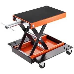 Motorcycle Lift 1100 LBS Motorcycle Lift Scissor Lift Jack with Dolly&Hand Crank Center Hoist Crank Stand for Motorbike	  Rolling Work Stool