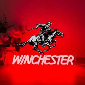 Winchester neon sign, UV printing neon light USB powered, Decorative Atmosphere Light, for Garage, games room, bar, gift, Gun Store, Shop, Man Cave