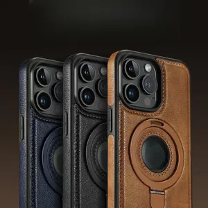 Ip15promax Phone Case High-End Business Leather Magnetic Bracket IP14/13/12 Retro High-End High-End Fashion Simple Cellphone Smartphone
