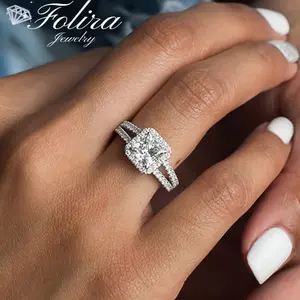 Hollow Line Micro-paved Zirconia Engagement Ring Women's Wedding Cubic Zirconia Ring