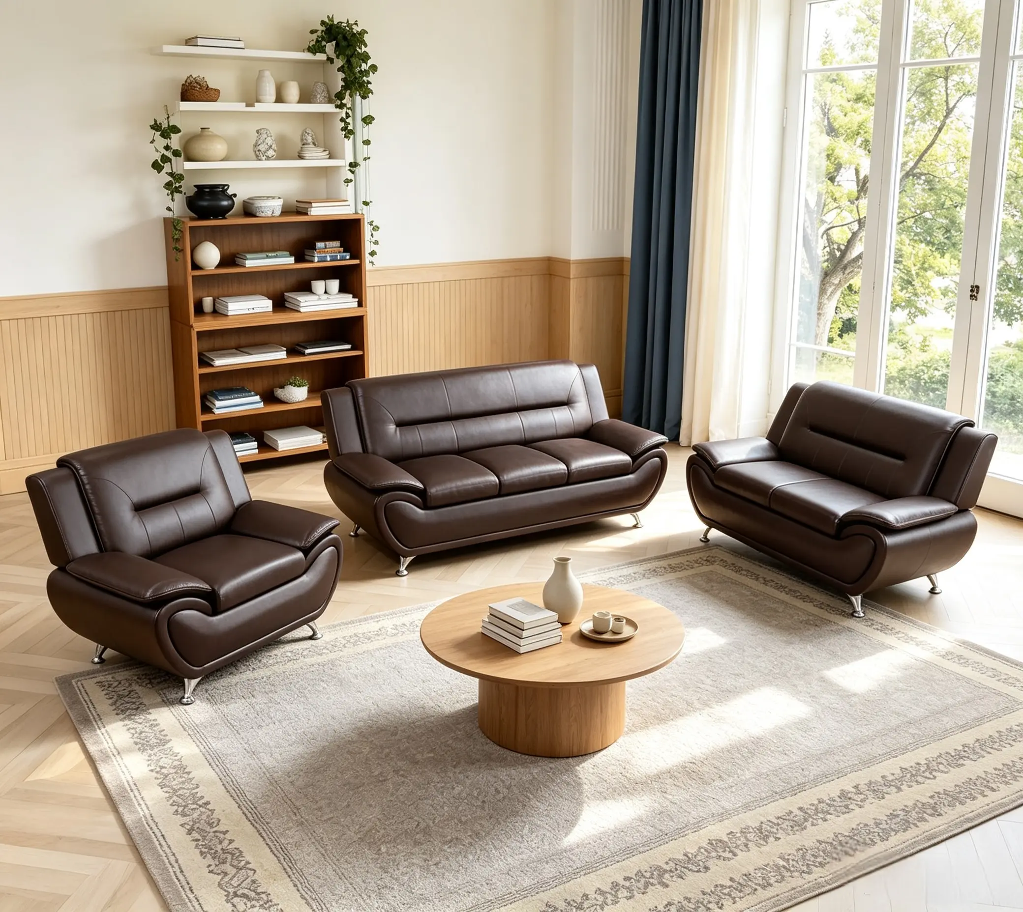 Leather Couch Set for Living Room，Faux Leather Sofa Set 3 Piece with 3 Seater Sofa，2 Seater Loveseat，Armchair for Living Room/House/Bedroom/Office/Apartment,dorm essentials,home decor