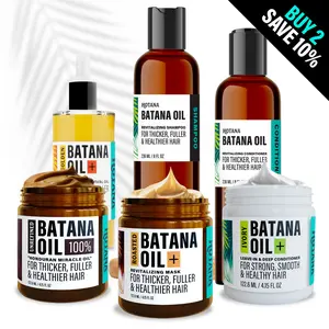 Hotana Ultimate Batana Oil Bundle - Unrefined, Golden, Roasted Hair Mask, Ivory Leave-In, Revitalizing Shampoo & Conditioner Cleansing Haircare
