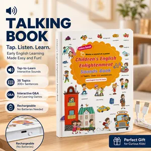 Rechargeable Talking Book for Toddlers 1–6 | 38 Topics, 300+ Sentences | Interactive Q&A Games | Tap-to-Learn Early English Educational Toy, Screen-Free Learning