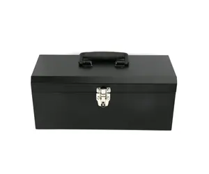 Black Metal Tool Box 16-Inch with Removable Tool Tray - Durable Design for Versatile Tool Storage