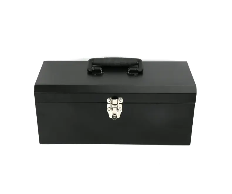 Black Metal Tool Box 16-Inch with Removable Tool Tray - Durable Design for Versatile Tool Storage