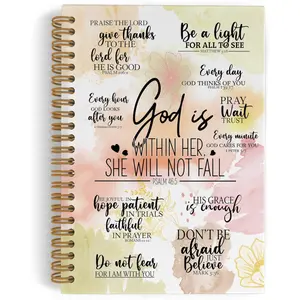 Christian Women's Gift Spiral Notebook, Devotional Notebook, God is Within Her, She Will Not Fall, Journal Notebook, Bible Verse Notebook for Schoolwork, Inspirational Religious Office Supplies Gift, 5.5x8.3 inches
