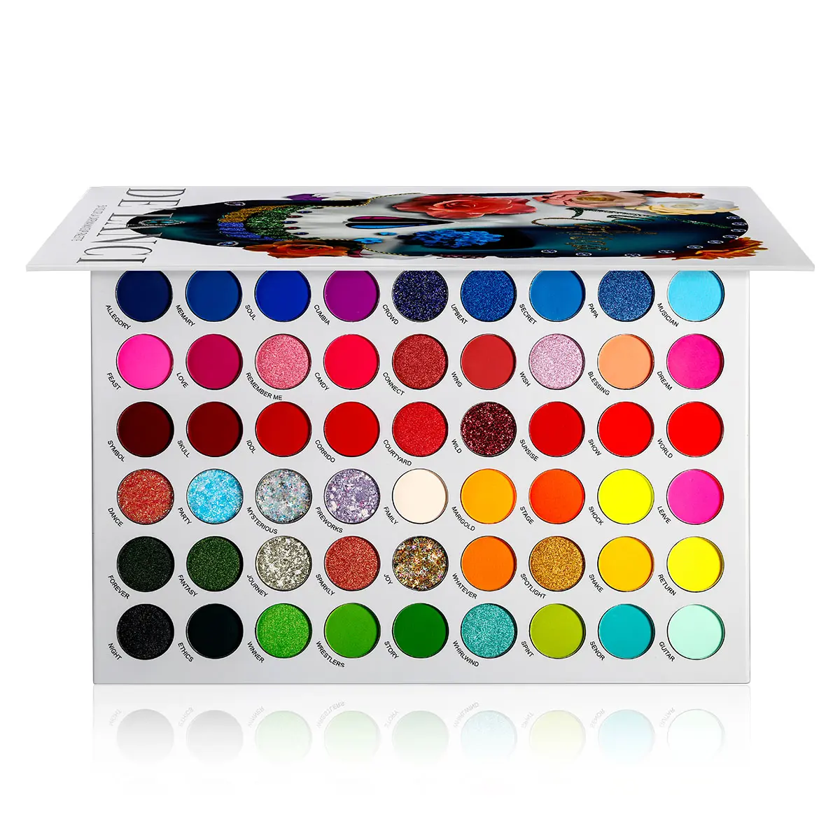 DE’LANCI 54-Color Neon Rainbow Eyeshadow Palette - UV Glow, Matte & Sparkly, Star & Gold Glitter, Highly Pigmented Cosmetic for Rave Cosplay, Makeup Products, Sparkly Eyeshadow, Star Glitter, Gold Glitter Eyeshadow