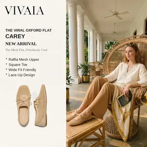 VIVAIA Square Toe Mesh Ballet Flats, Wide Feet Friendly, Breathable Summer Shoes, Lightweight, Ballerina Sneakers, Travel Shoes, Comfortable Flats, Suitable for Vacations, Parties, Beach (Carey) tiktokshopspringglowup