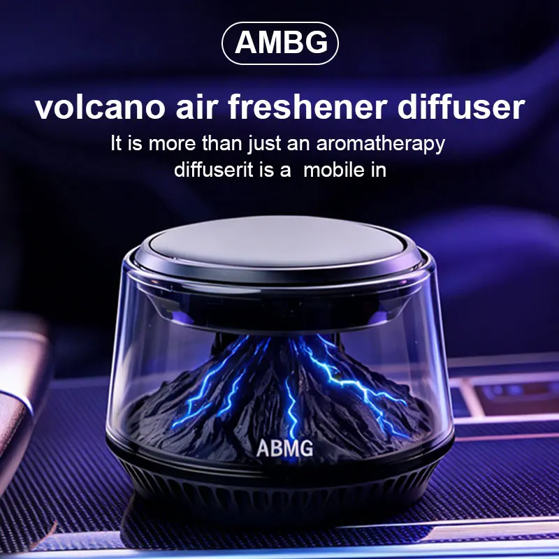 ABMG Smart Car Aroma Diffuser, Volcano & Glacier Car Air Freshener, Solar Powered AI Auto On/Off Essential Oil Diffuser, Premium Car Interior Accessories for Home & Office
