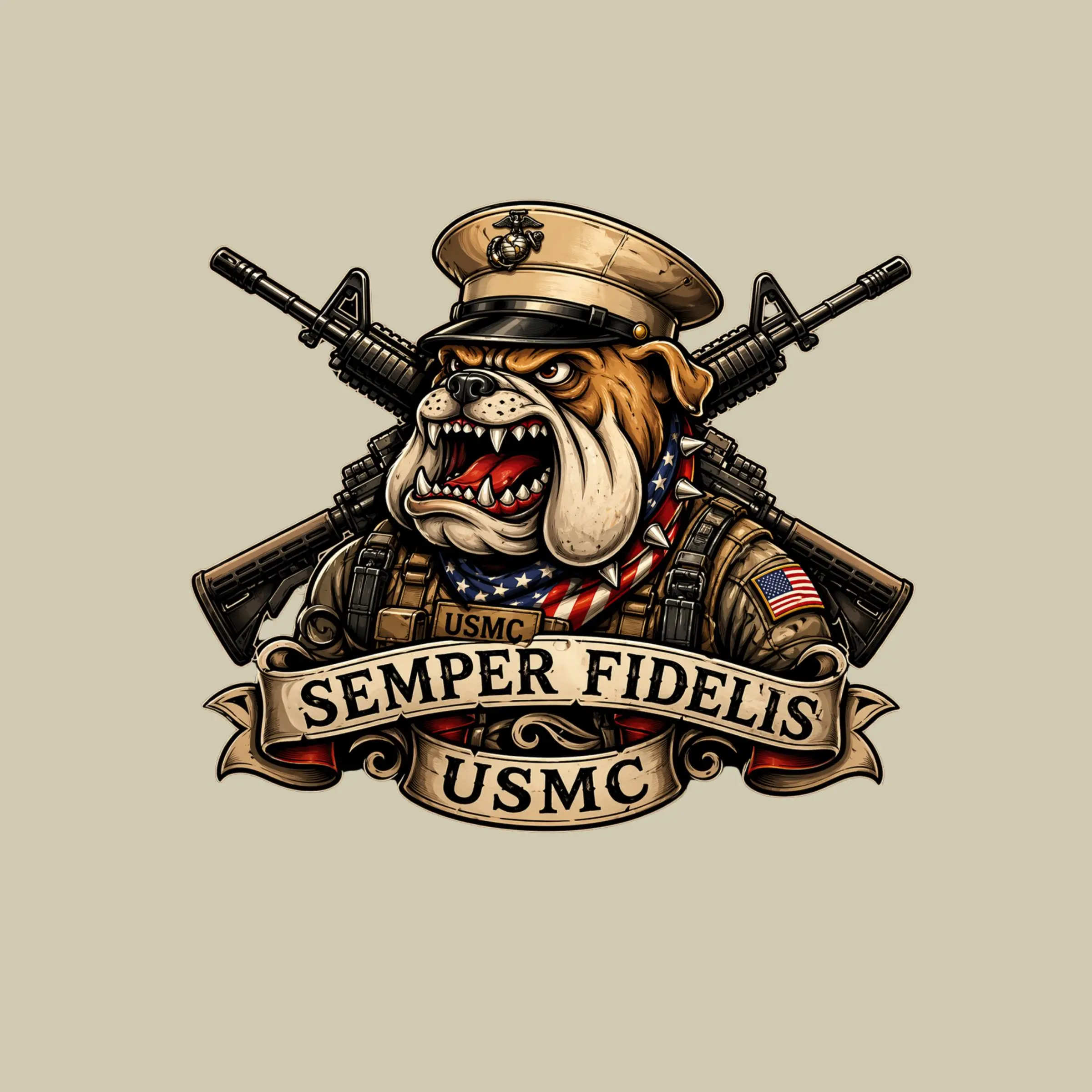 Bulldog USMC Sticker, Semper Fidelis Marine Decal, Patriotic Dog Military Laptop Car Vinyl Sticker