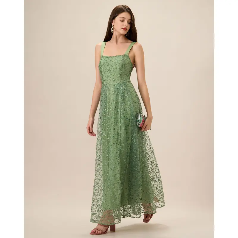 green slip dress long - TikTok Shop