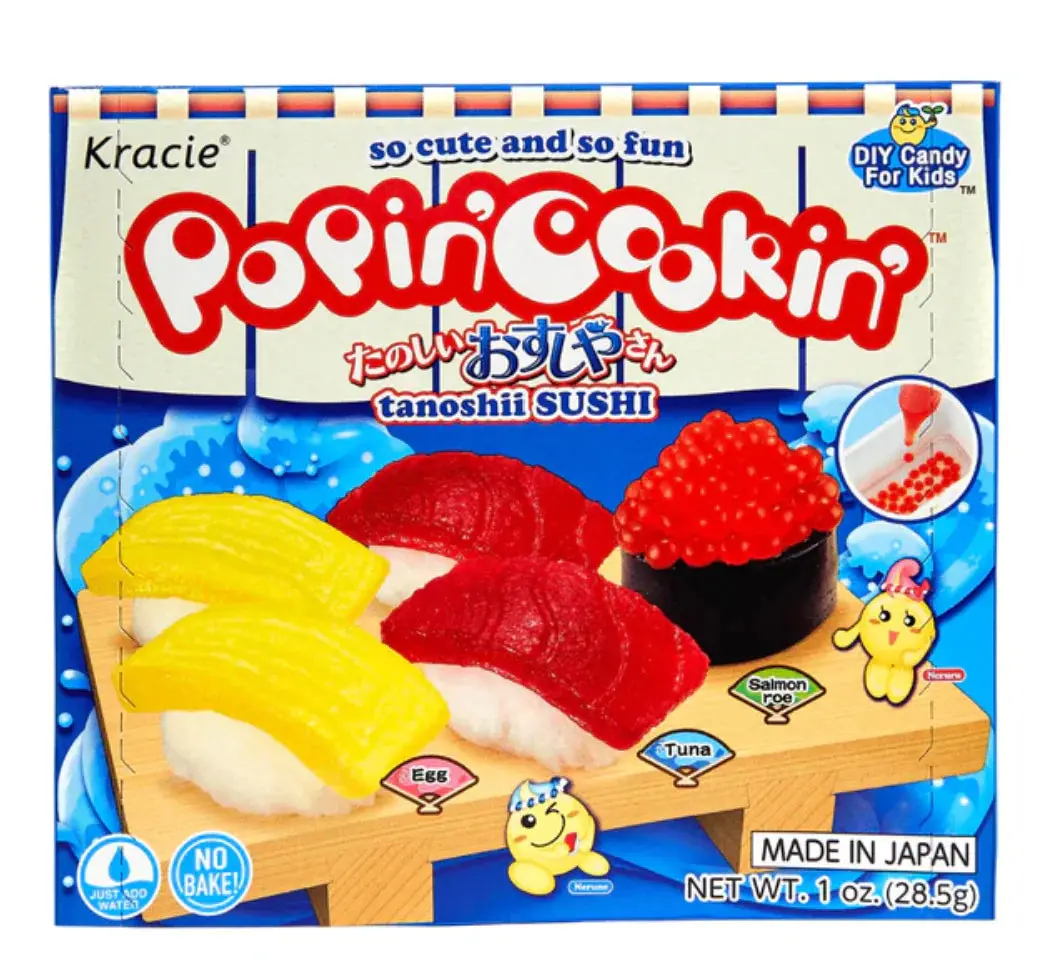Poppin Cookin Japanese Tanoshii Sushi Making Kit, Fun Snack Set with Sweet Candies and Gummy Treats